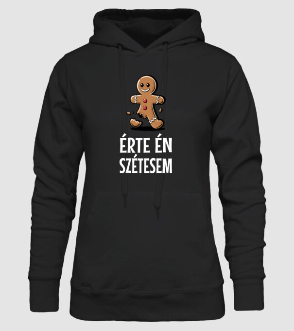Érte én szétesem Mézeskalács fekete pólóra minta fekete pólón