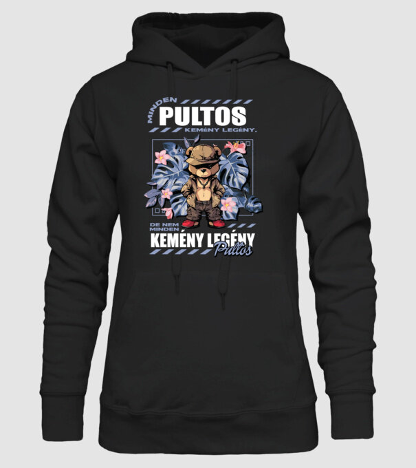 Kemény legény Pultos minta fekete pólón