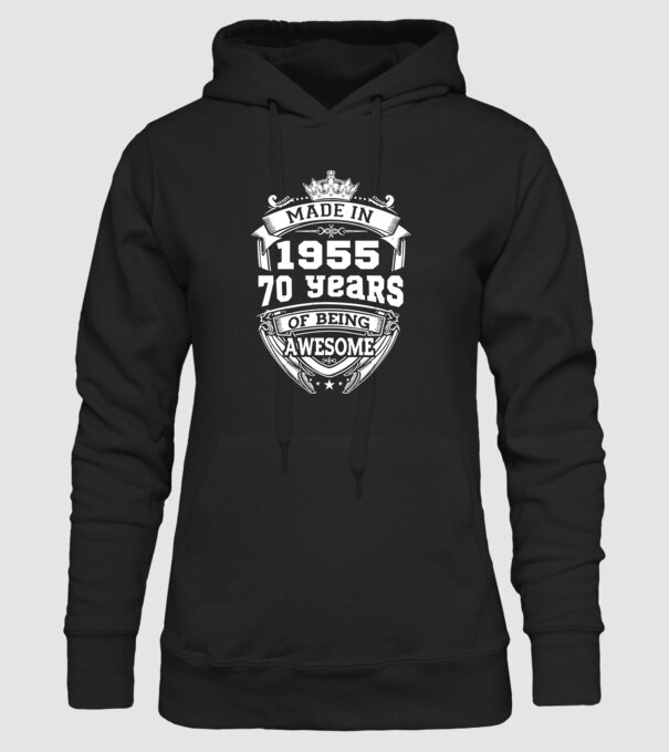 Made in awesome 70 éves minta fekete pólón