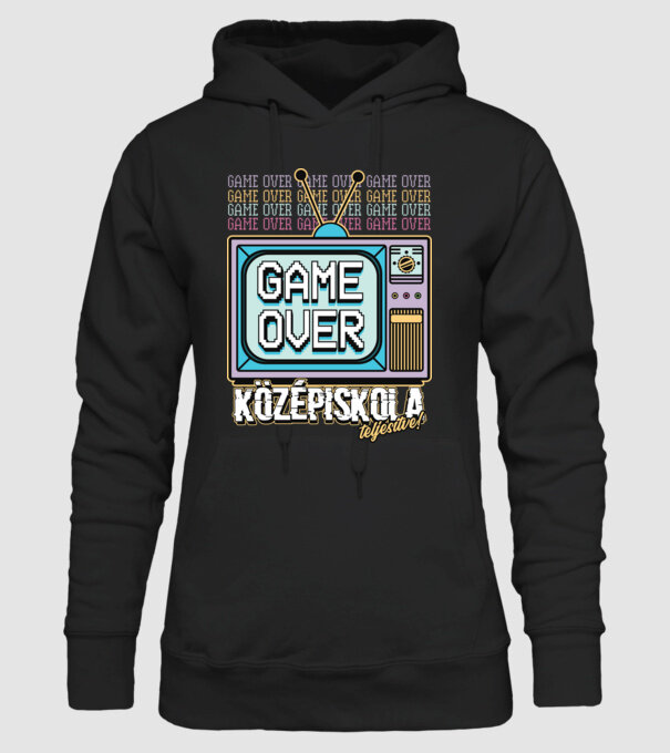 Retro ballagás középiskola teljesítve minta fekete pólón