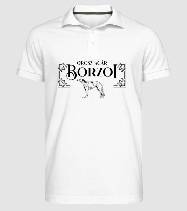 BORZOI Vintage minta fehér pólón