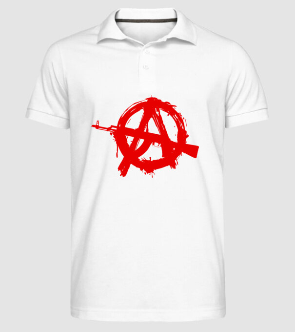 Akanarchy minta fehér pólón