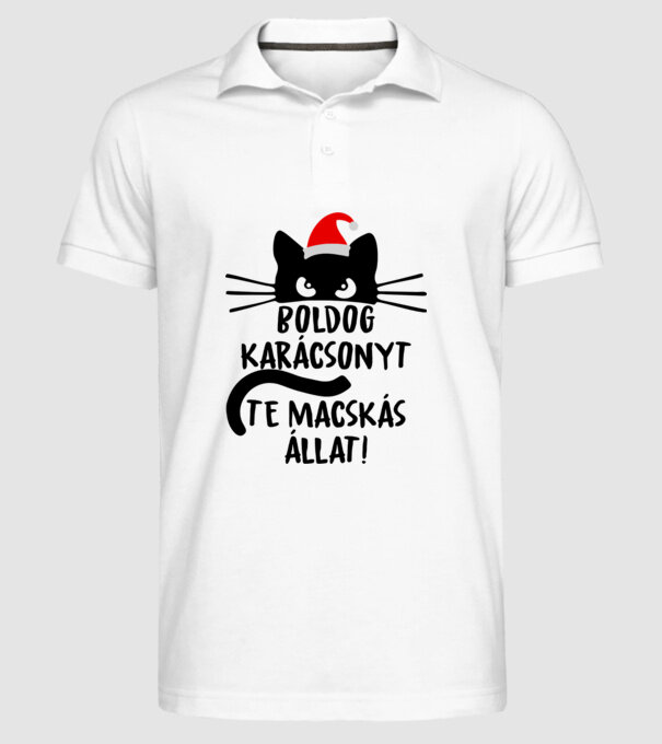 Boldog karácsonyt te macskás állat minta fehér pólón