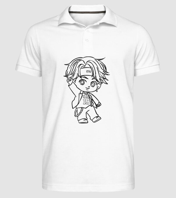 BTS CHIBI minta fehér pólón