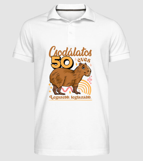 Capybara 50 éves minta fehér pólón