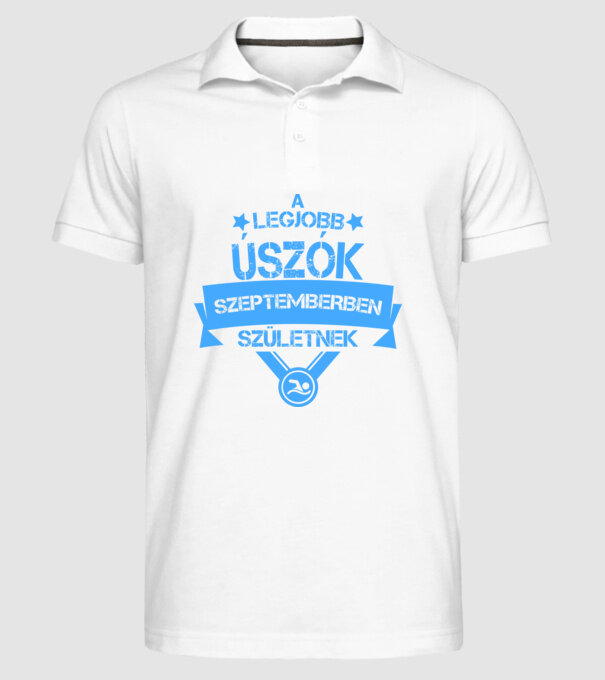Csillagos legjobb szülinapos úszók SZEPTEMBER minta fehér pólón
