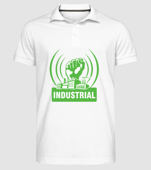 industrial.eps minta fehér pólón