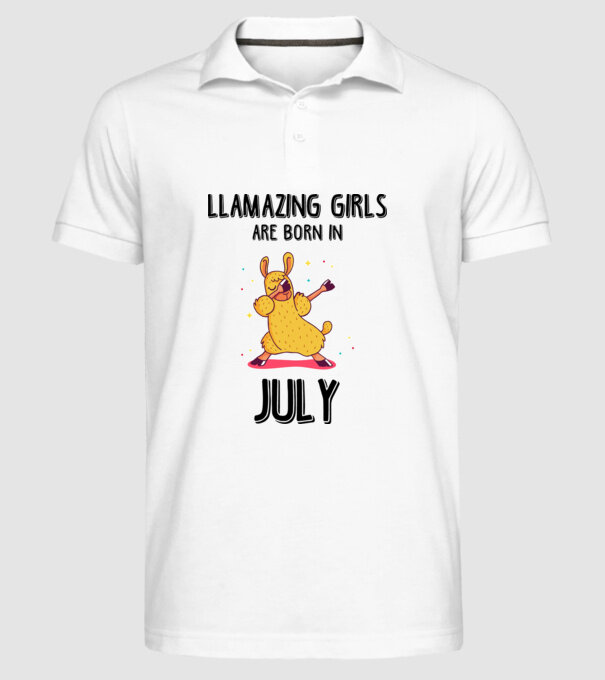Llamazing girls are born in july black minta fehér pólón