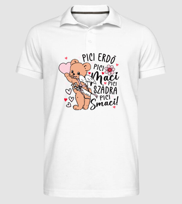 Pici erdő pici maci páros minta fehér pólón
