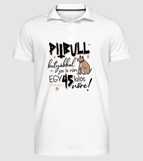 Pitbull kutyákkal jön le rám minta fehér pólón