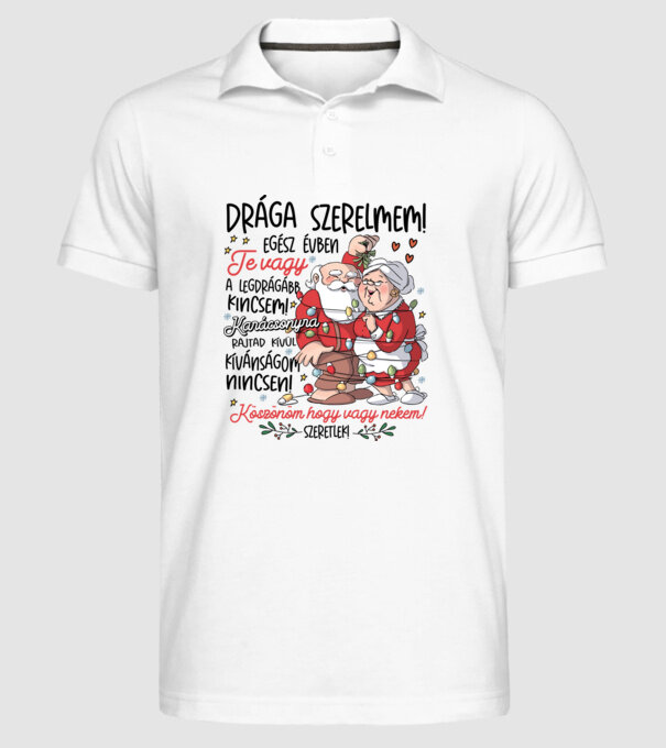 Szerelmes Mikulásék minta fehér pólón