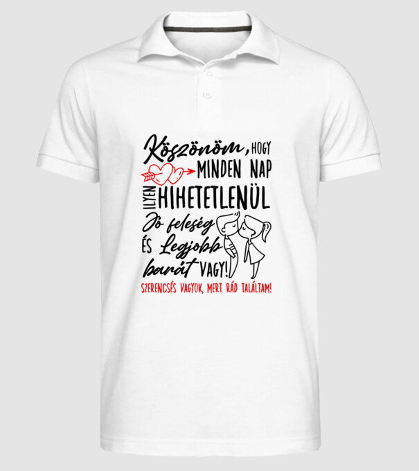 Szerencsés vagyok minta fehér pólón