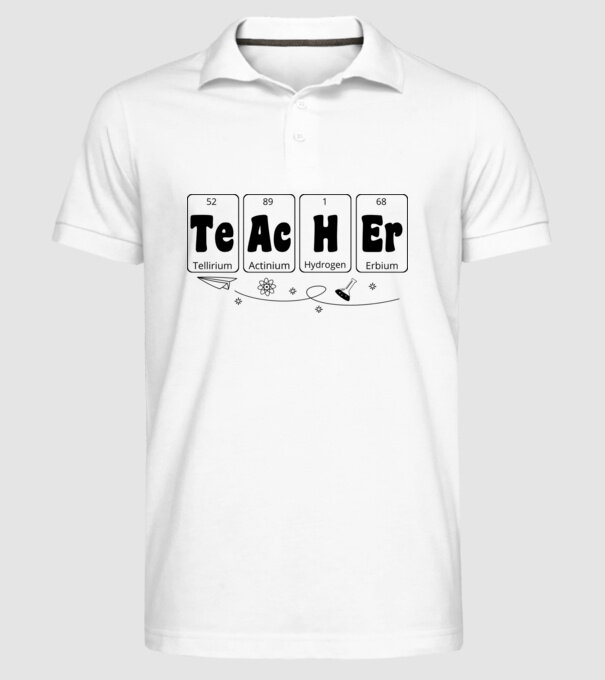 Teacher periodus minta fehér pólón