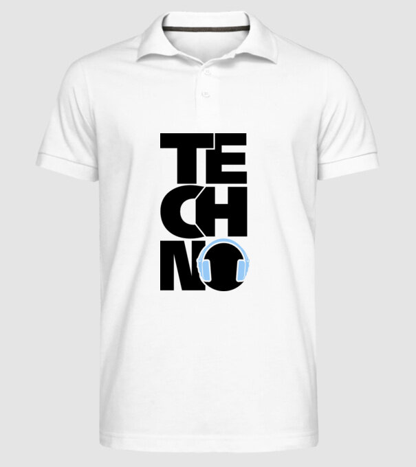 Techno minta fehér pólón