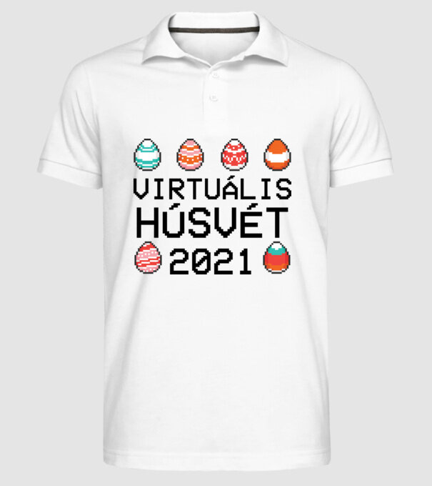 Virtuális húsvét minta fehér pólón