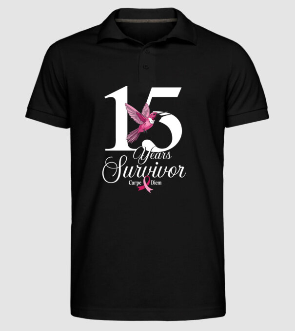 15 years survivor minta fekete pólón