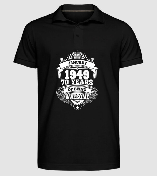 Awesome being of 70 years 1949 JANUÁR minta fekete pólón