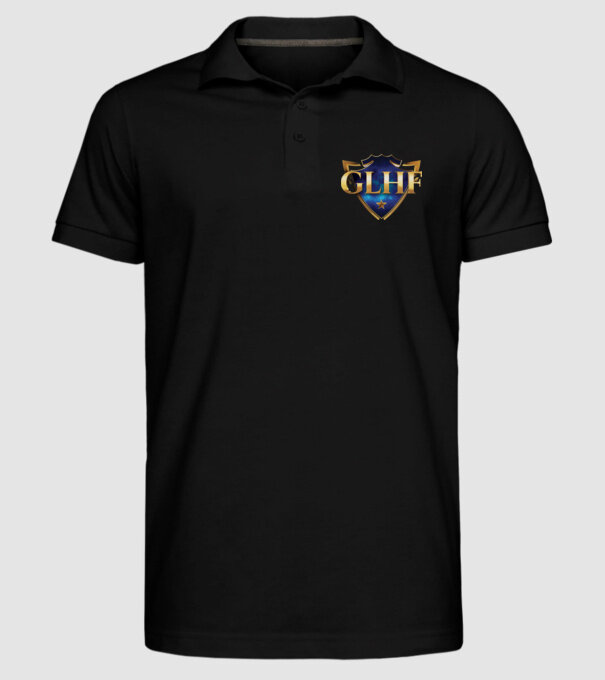 GLHF címer minta fekete pólón