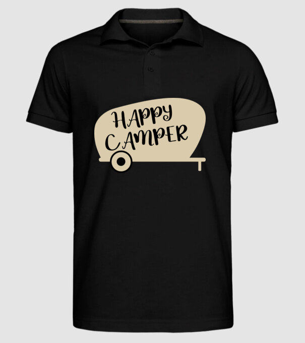 Happy camper text  minta fekete pólón