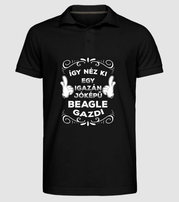 Így néz ki egy igazán jóképű gazdi Beagle minta fekete pólón