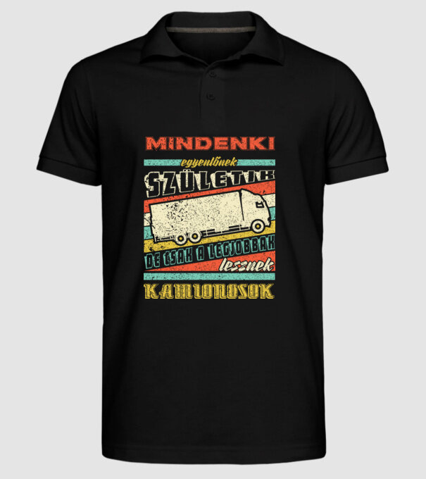 RETRO mindenki egyenlőnek születik KAMIONOS minta fekete pólón
