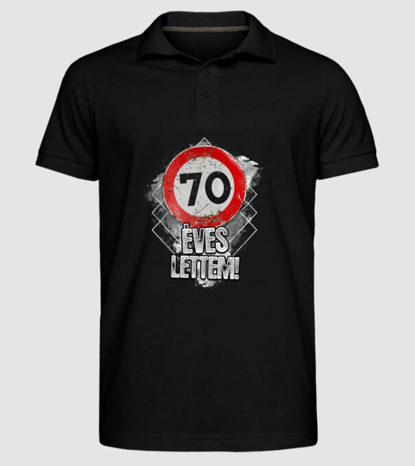 Speedlimit 70 éves minta fekete pólón