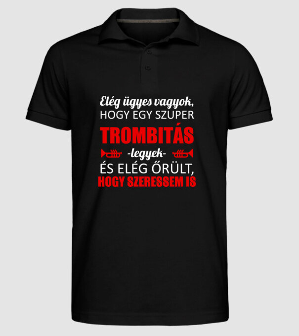 Ügyes trombitás minta fekete pólón