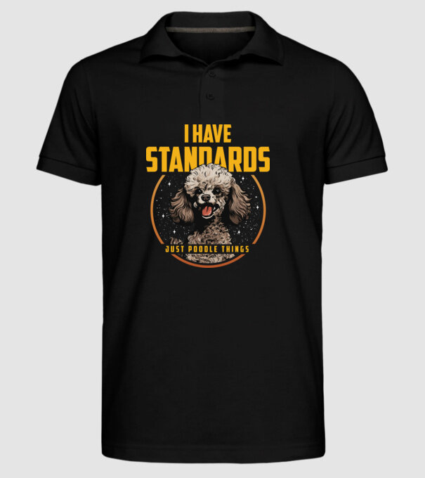 Uszkár Poodle Standards minta fekete pólón