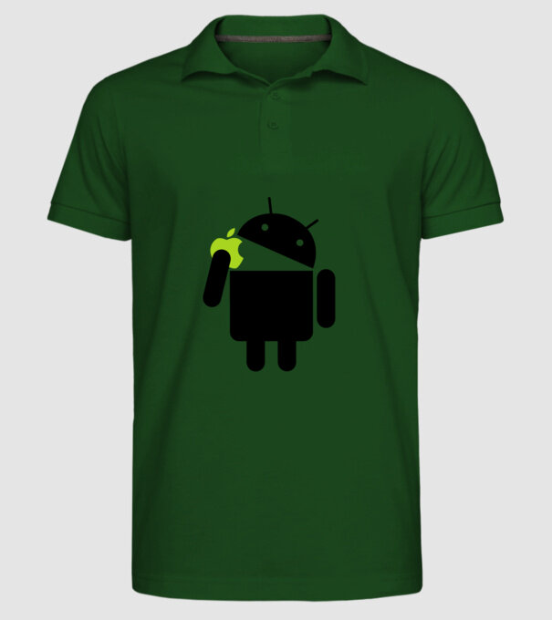 android vs apple2 minta sötétzöld pólón