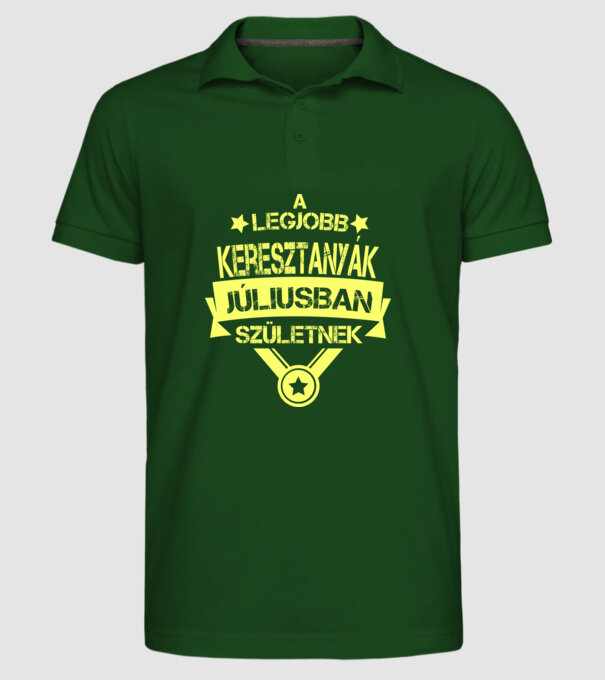 Csillagos legjobb keresztanyák_JÚLIUS minta sötétzöld pólón