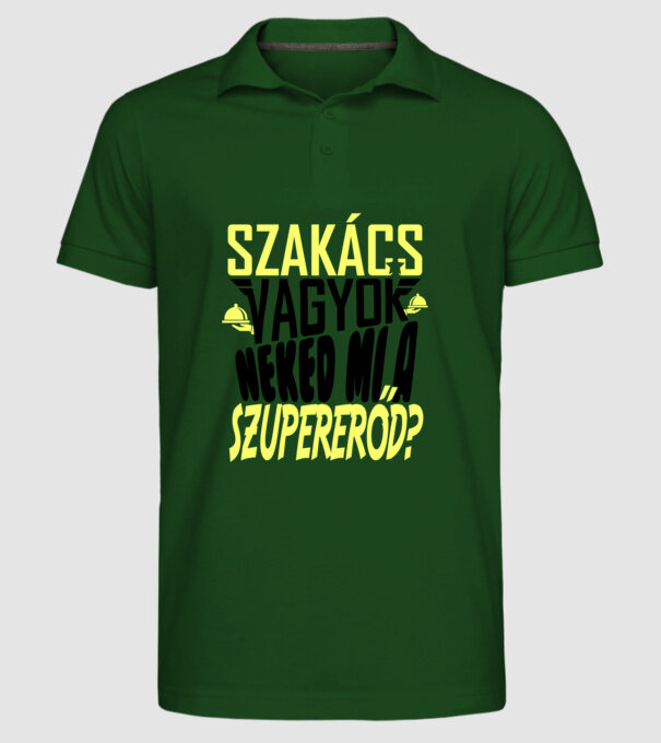 Szuperhős szakács minta sötétzöld pólón