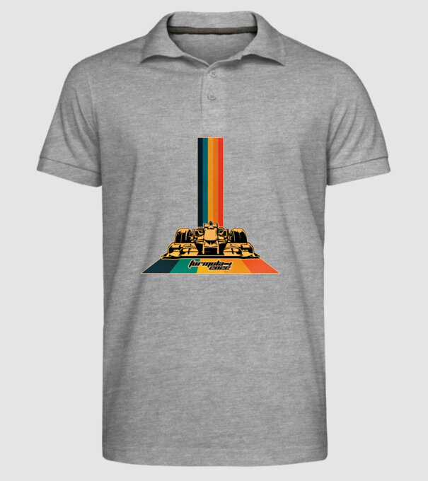 f1 retro car minta szürke pólón