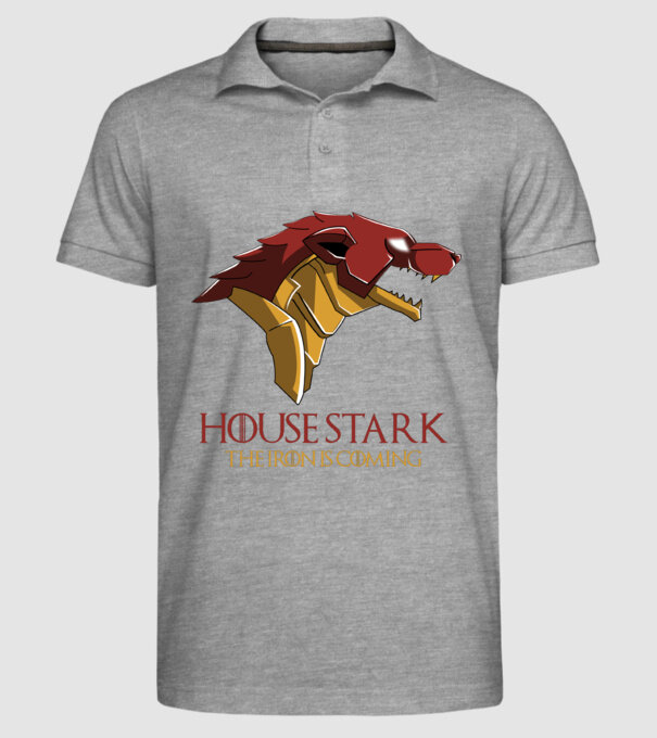 House Stark - Iron is Coming minta szürke pólón