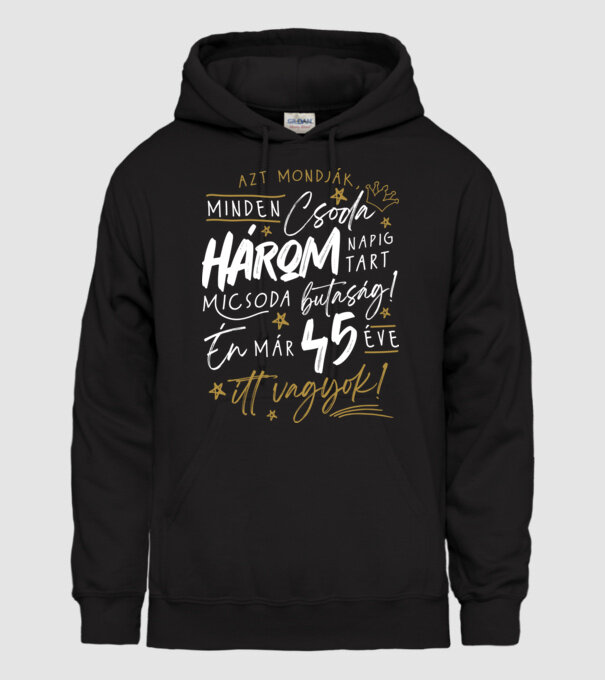 Három napos csoda 45 éves minta fekete pólón