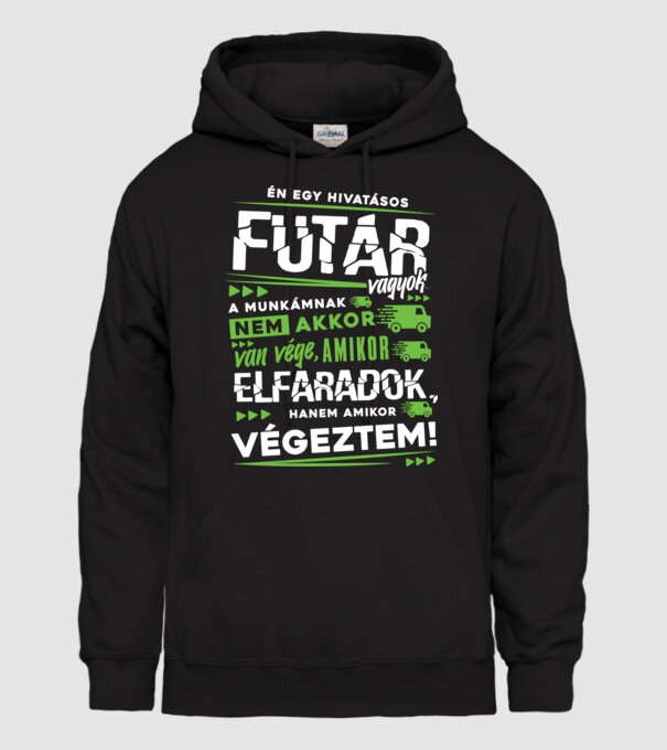 Hivatásos futár minta fekete pólón