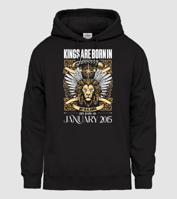 KINGS ARE BORN 2015 - JANUÁR minta fekete pólón