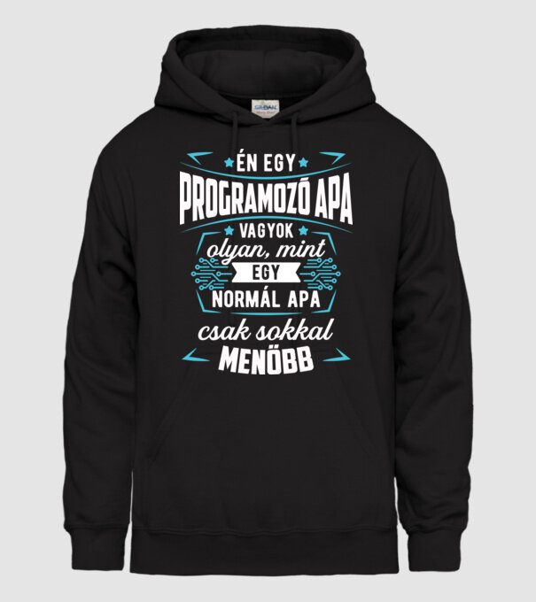 Menő Programozó apa minta fekete pólón