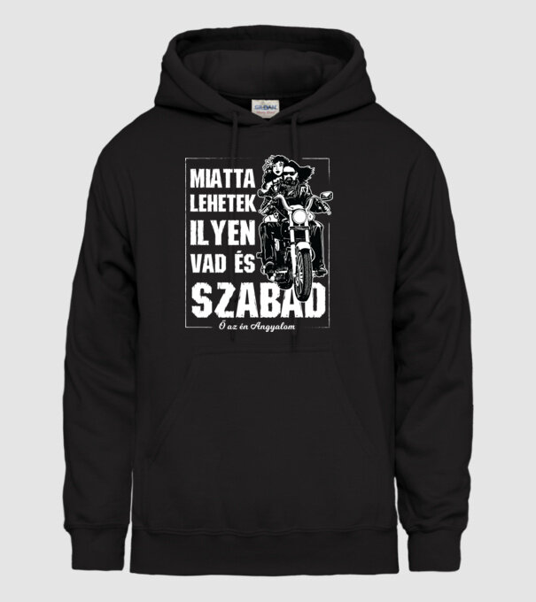 Motoros Miatta lehetek vad és szabad férfinak minta fekete pólón