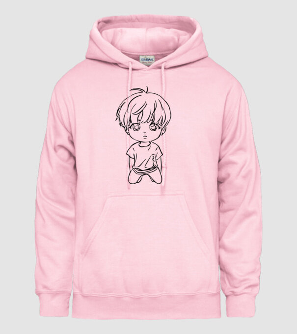 BTS CHIBI minta világos rózsaszín pólón