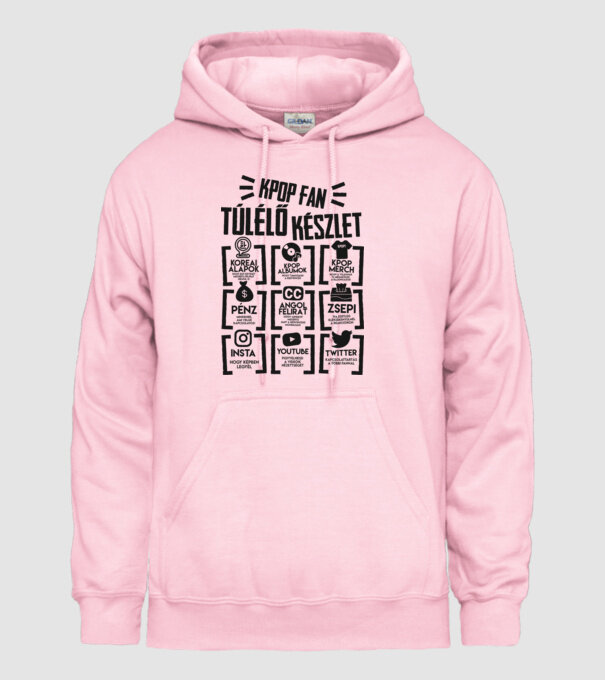 Kpop fan túlélő készlet minta világos rózsaszín pólón