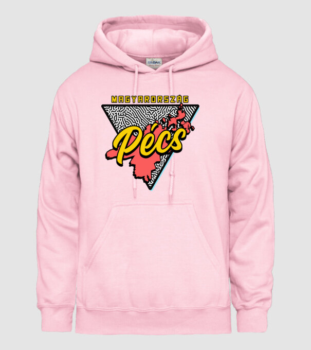 Retro Pécs minta világos rózsaszín pólón