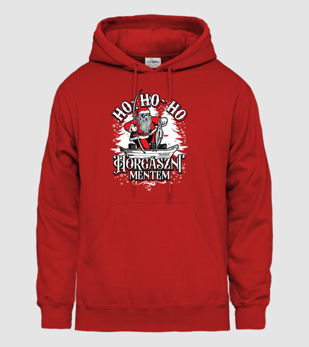 HoHoHo Horgászni mentem minta piros pólón