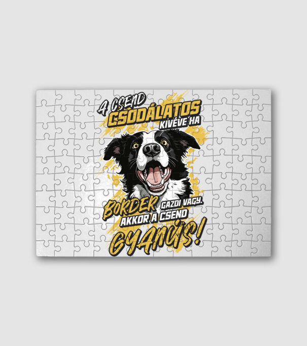 Border Collie Gyanús csend minta fehér pólón