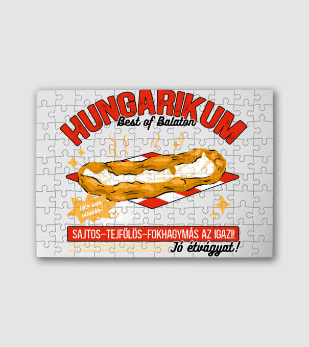Lángos Hungarikum minta fehér pólón