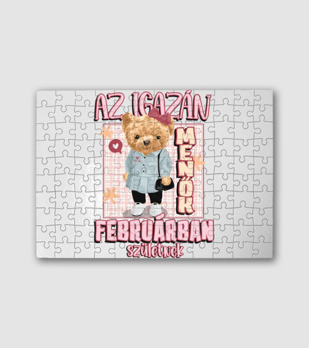 Menő Maci csajos FEBRUÁR minta fehér pólón