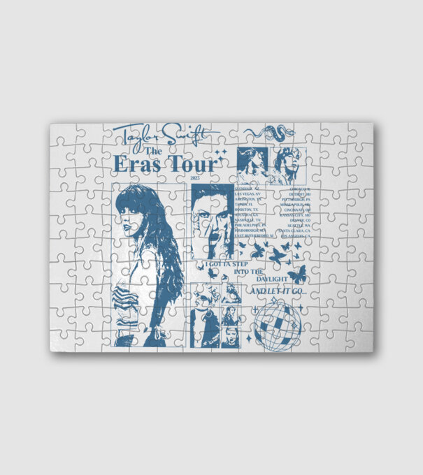 Taylor Swift ERAS print blue minta fehér pólón
