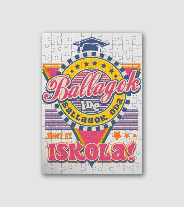 Ballagok ide oda retro iskola minta fehér pólón