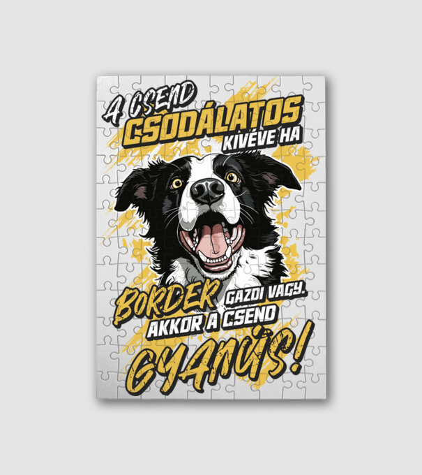 Border Collie Gyanús csend minta fehér pólón