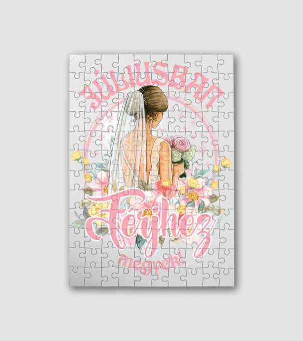 Férjhez megyek floral világos pink JÚLIUS minta fehér pólón