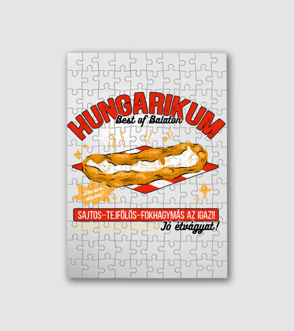 Lángos Hungarikum minta fehér pólón